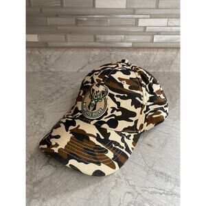 Milwaukee Bucks Camo NBA Basketball Strapback Hat